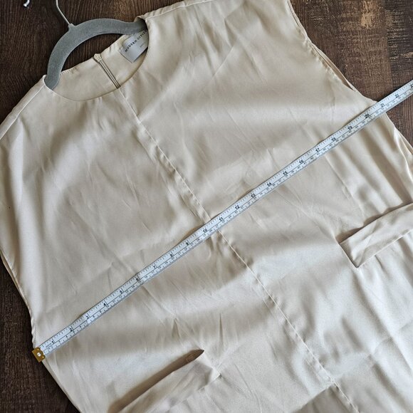 Modern Citizen Joanne Satin Sheen Knee Length Sleeveless Dress, S, Cream - Picture 4 of 11